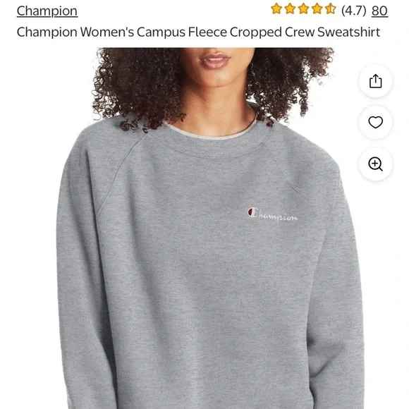 Champion Women’s Campus Fleece Cropped Crew Sweatshirt - Picture 8 of 10